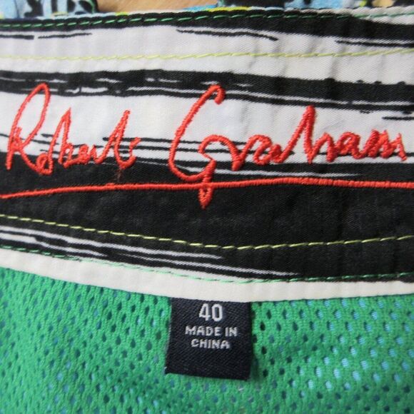 ROBERT GRAHAM Hawaiian Swim Shorts Swim Trunks Size 40 Tropical AOP Board Shorts - Picture 7 of 16